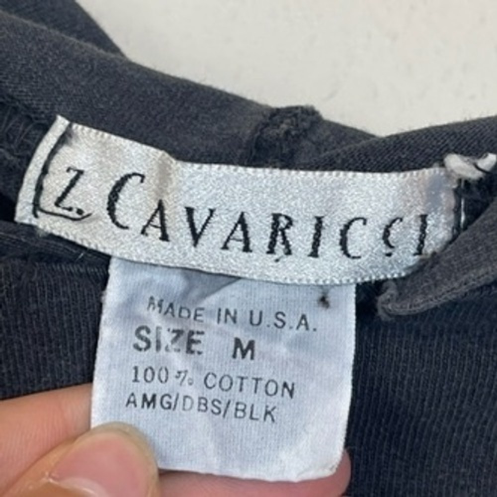 Vintage Z Cavaricci 90's Hooded Graphic Tee Mens Medium Black Long Sleeve Y2K - Picture 5 of 7